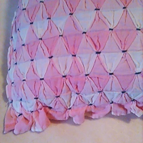 Throw Pillow Pink Plaid Gingham Tufted Handmade By My Grandma Very Vintage - Picture 3 of 5